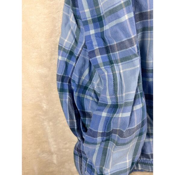 LL Bean Hoodie Womens 2X Blue Plaid Flannel Shacket Shirt Jacket Fleece Lined - Picture 7 of 8
